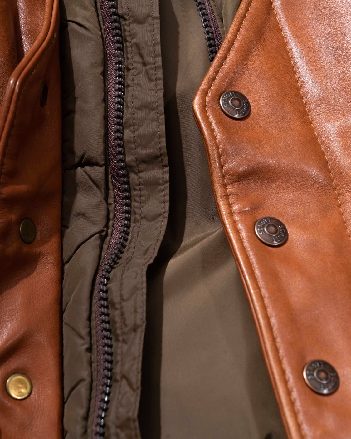 Schott 쇼트 다운 레더 베스트 퍼피자켓 상품이미지9