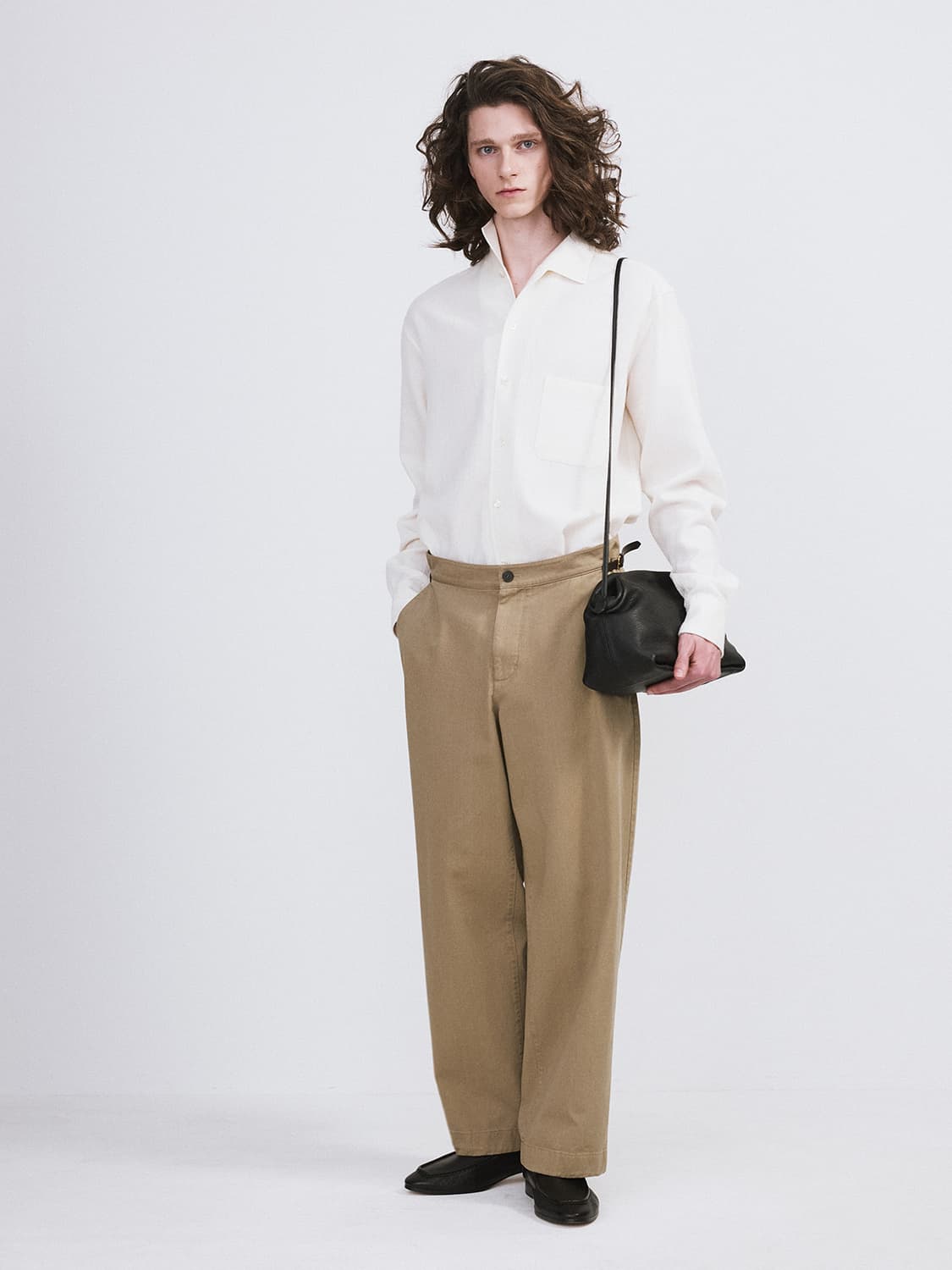 렉토 26SS 웨이스트 벨트 디테일 코튼 팬츠 카키 베이지 상품이미지2