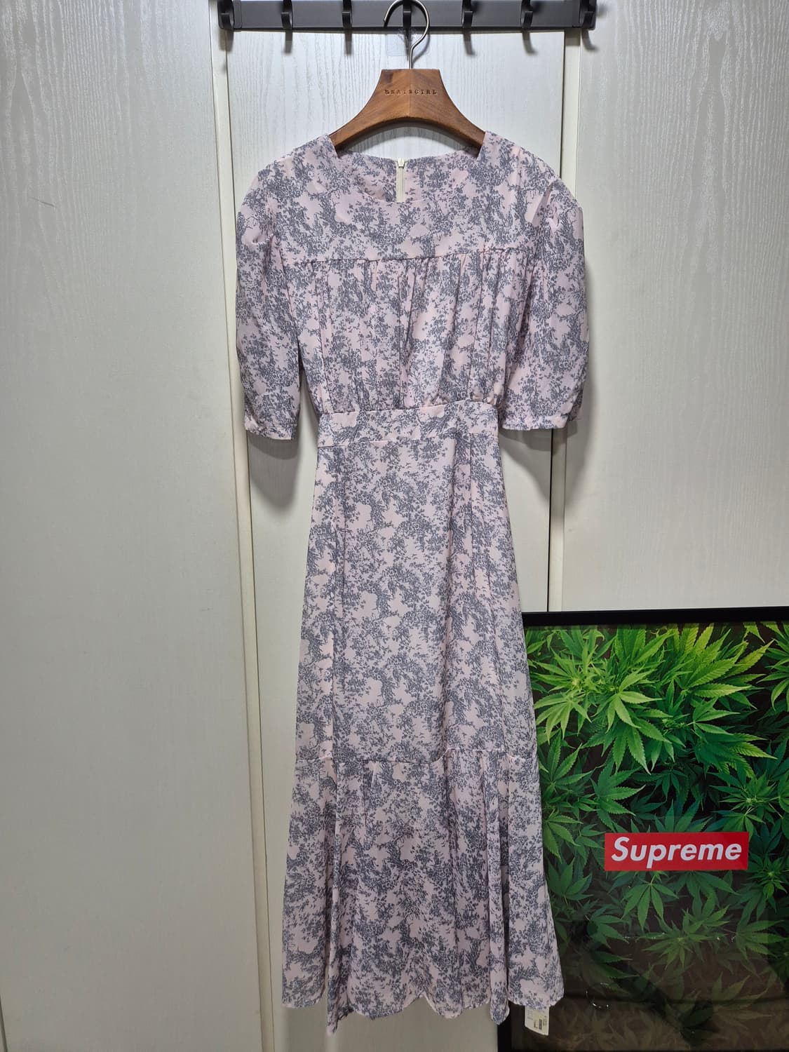 (세일)(새상품)핑크 플라워 패턴 롱 원피스 상품이미지1