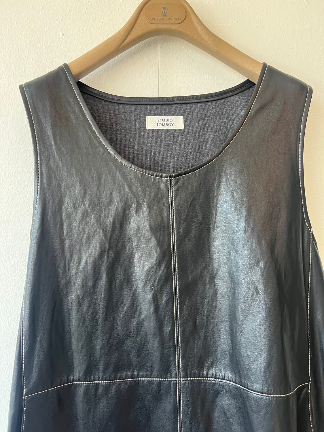 스튜디오톰보이 여성 블랙 페이크레더원피스 레이어드원피스  상품이미지1