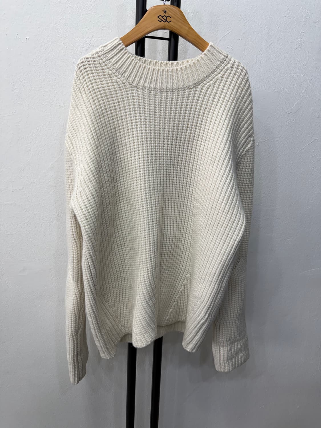 정품) 시스템 한섬 21ss 루즈핏 아이보리 골지 니트 스웨터 90 상품이미지1