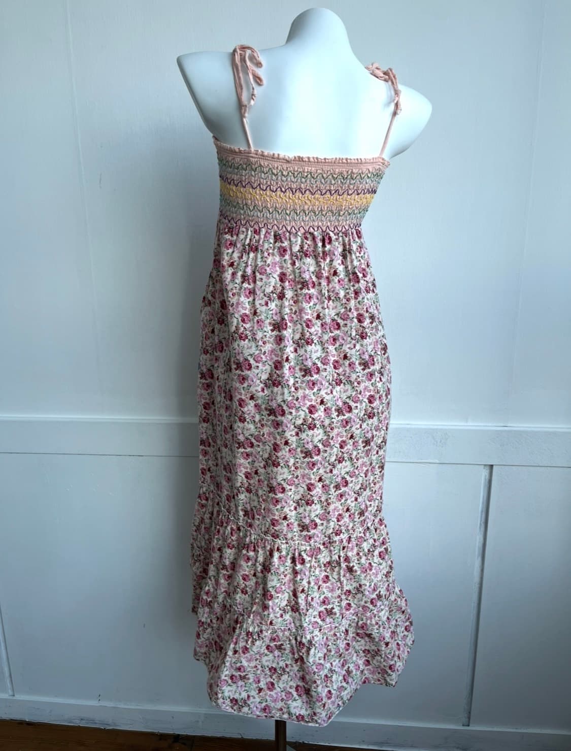 로즈 스모크 끈 원피스 상품이미지3