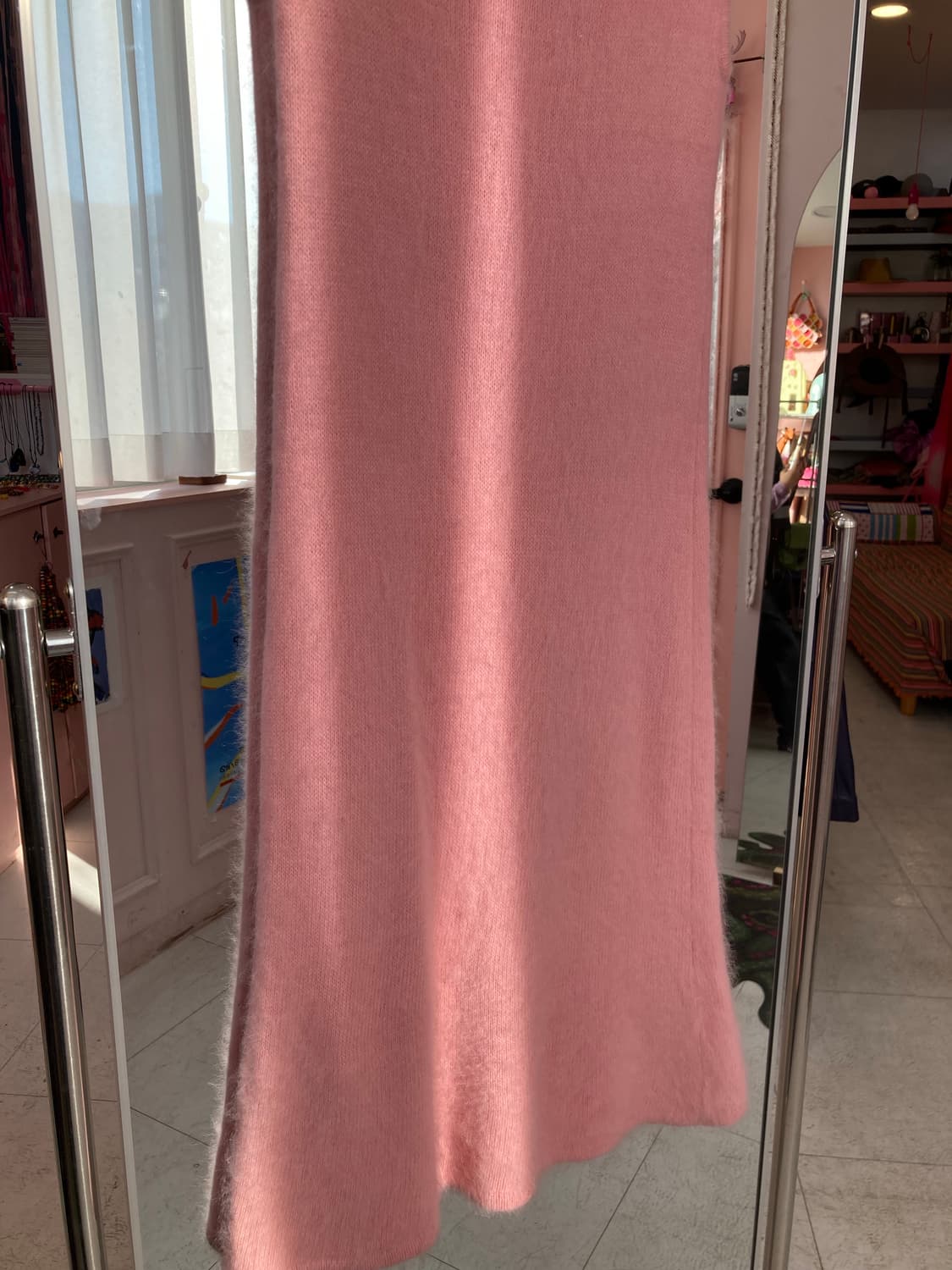 핑크 앙고라 나시 니트 롱 원피스 상품이미지3