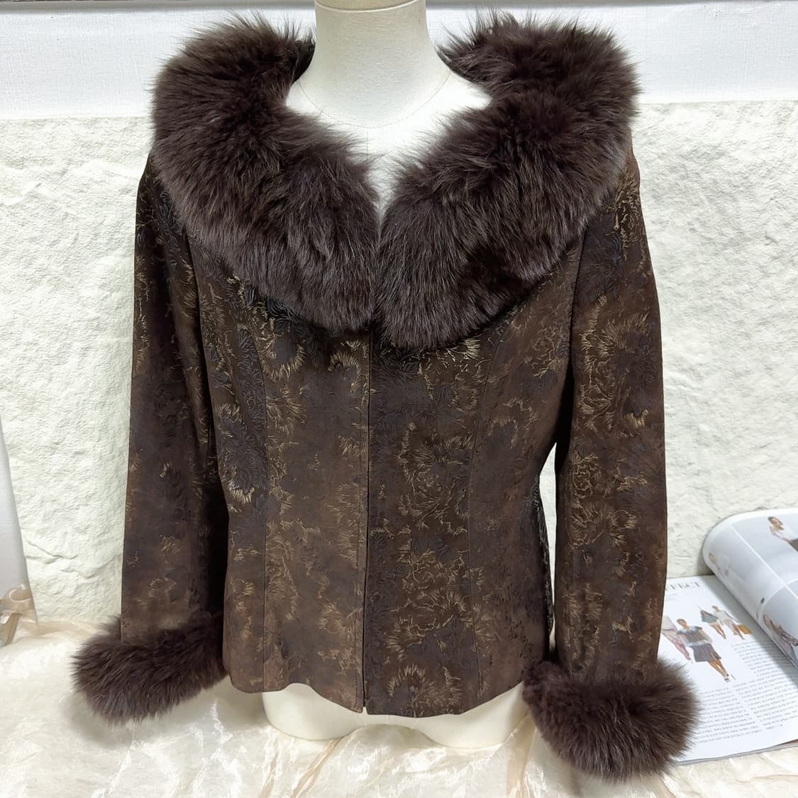 빈티지 브라운 폭스퍼 칼라 되지가죽자켓 상품이미지1