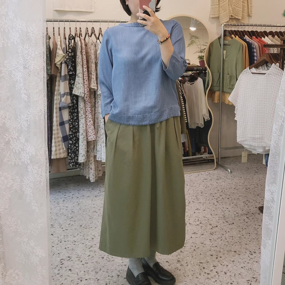 Muji 텐셀 데님 블라우스 상품이미지10