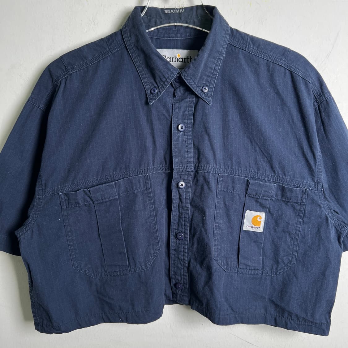 Carhartt 칼하트 네이비 크롭 반팔 워크 셔츠 M 상품이미지4