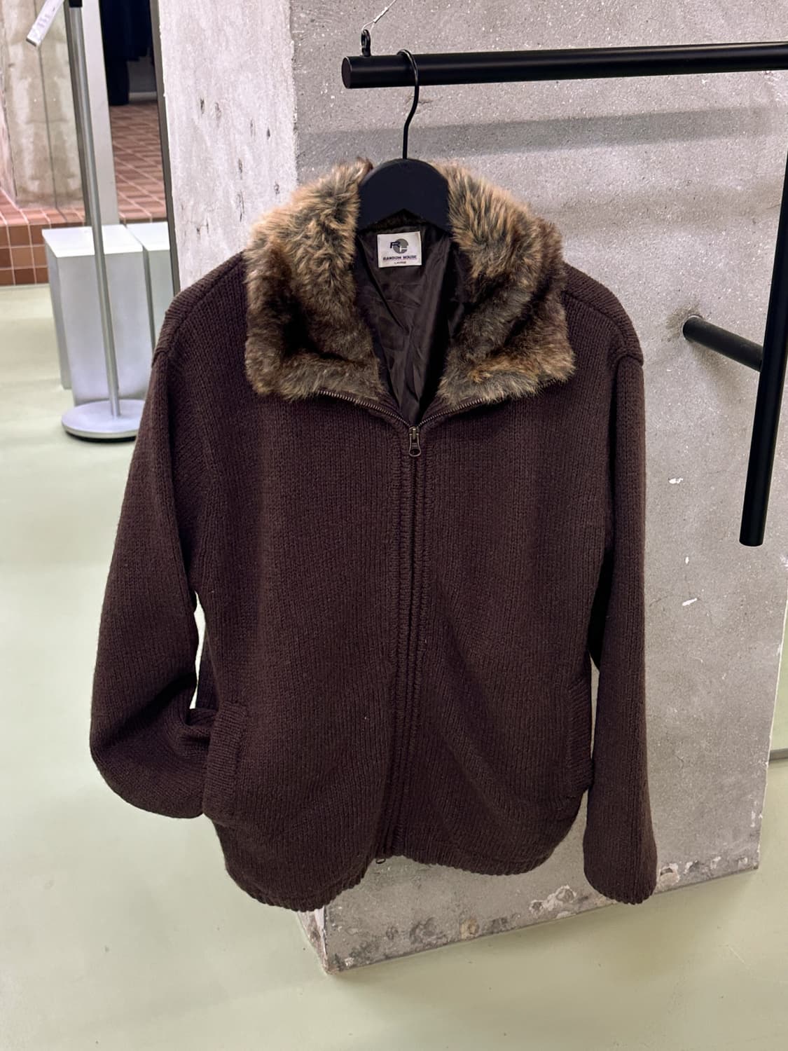 fur collar oversized zip up knit 상품이미지1