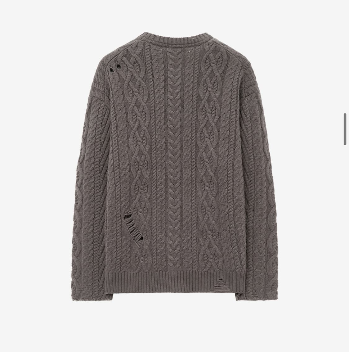 인사일런스 디스트레스드 케이블 니트 ASH BROWN L사이즈 상품이미지2