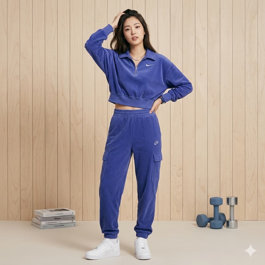 나이키 벨루어 코듀로이 크롭 하프 집업 상품이미지1