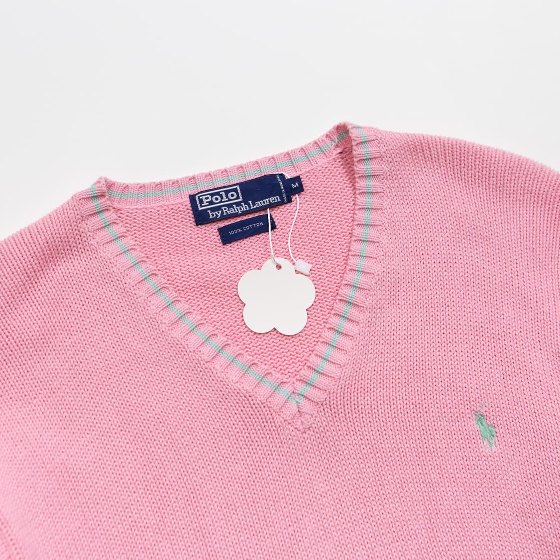 폴로 랄프로렌 코튼 브이넥 스웨터 핑크 상품이미지4