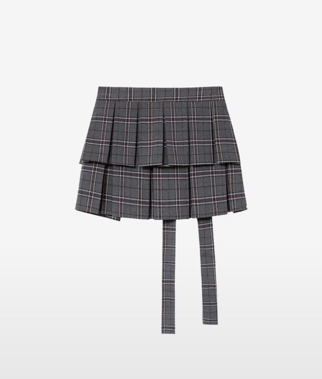 바니쉬먼트 Check Layered skirt apron_gray 상품이미지1