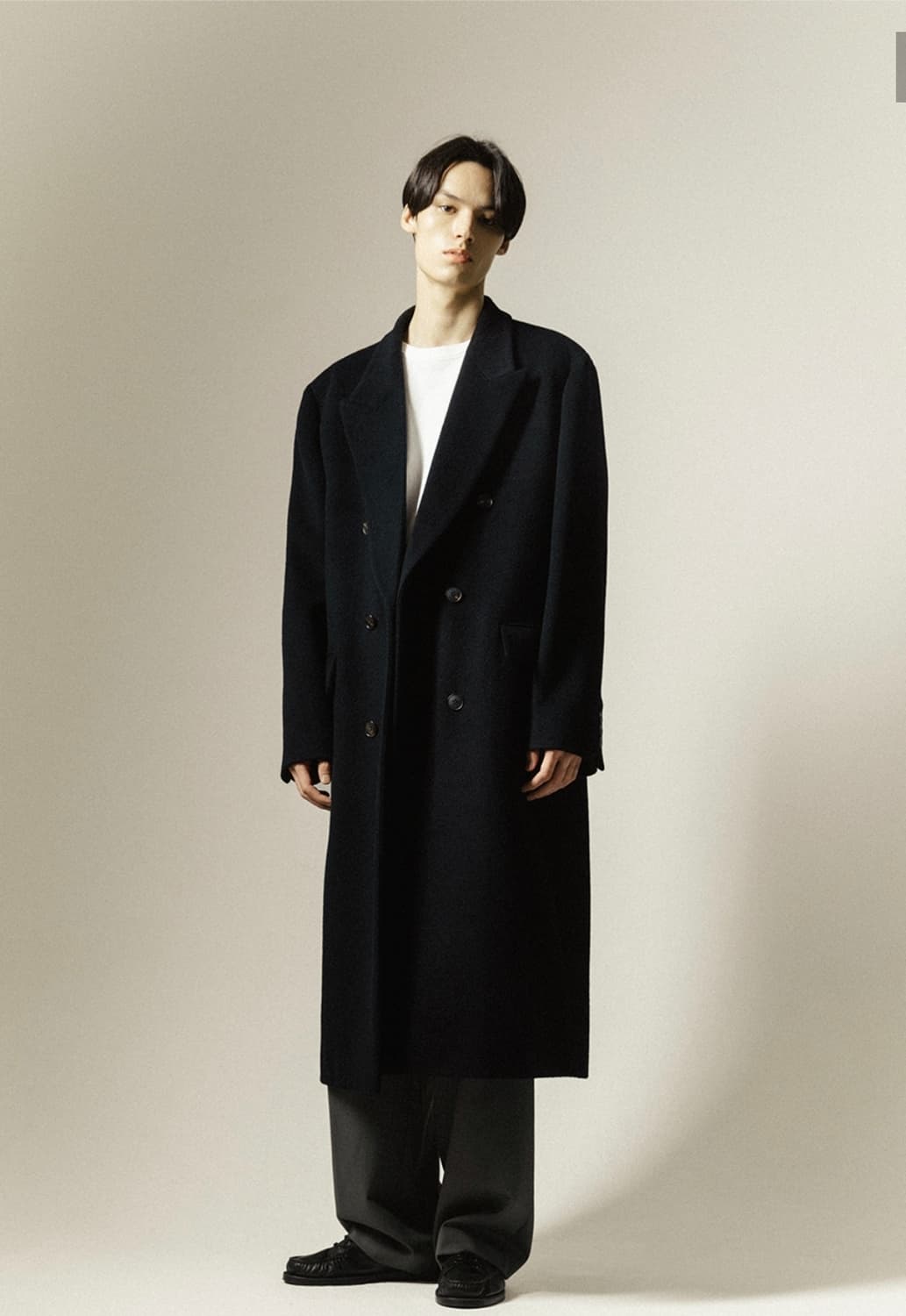 블랭크룸 더블 브레스티드 울코트 블랙 상품이미지1