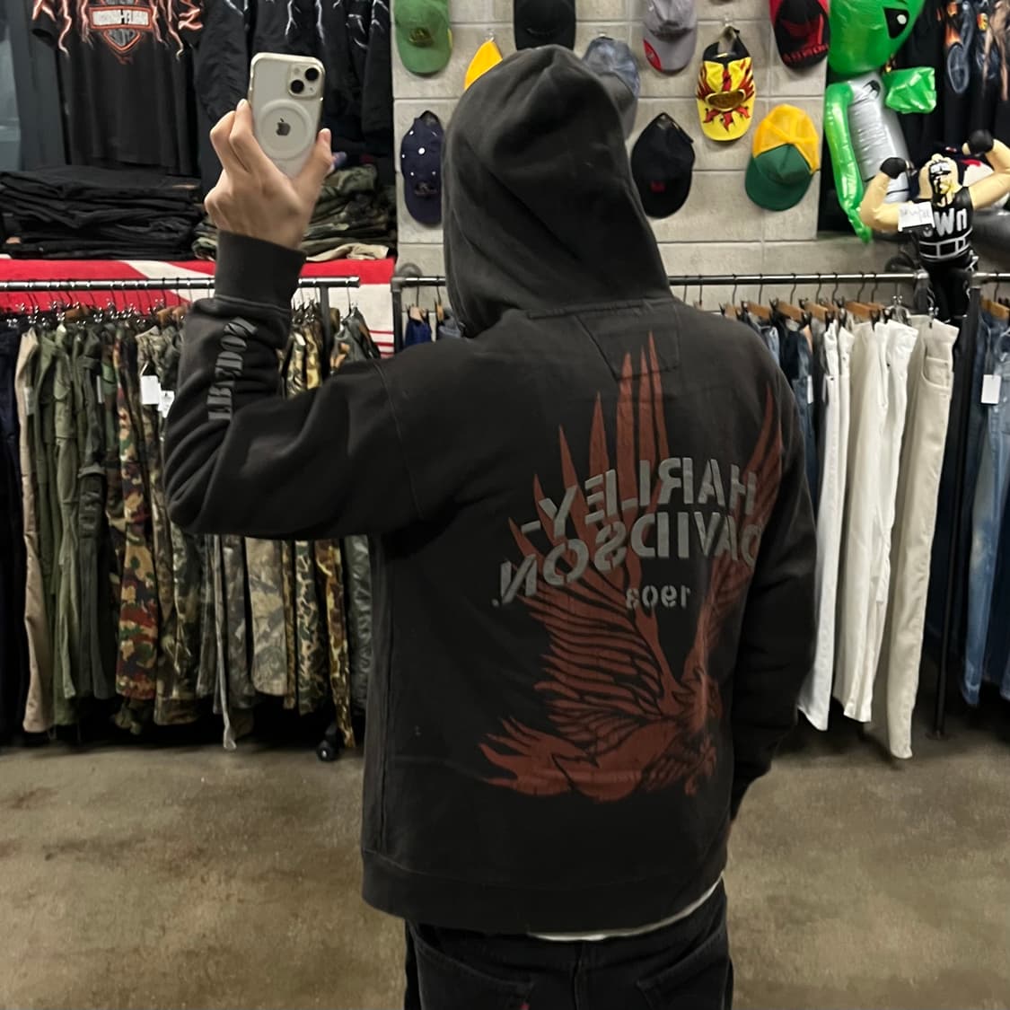 할리데이비슨 프린팅 후드 집업 (100-105) 상품이미지6