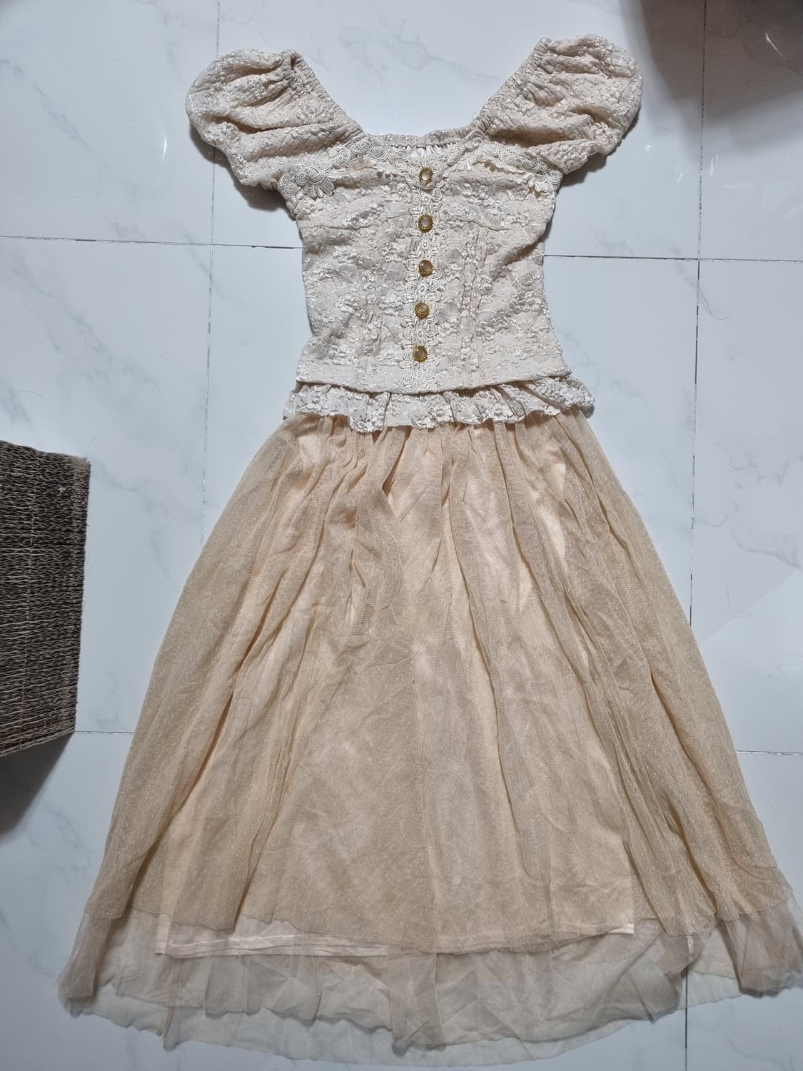 레이스 블라우스+샤 롱스커트 상품이미지1