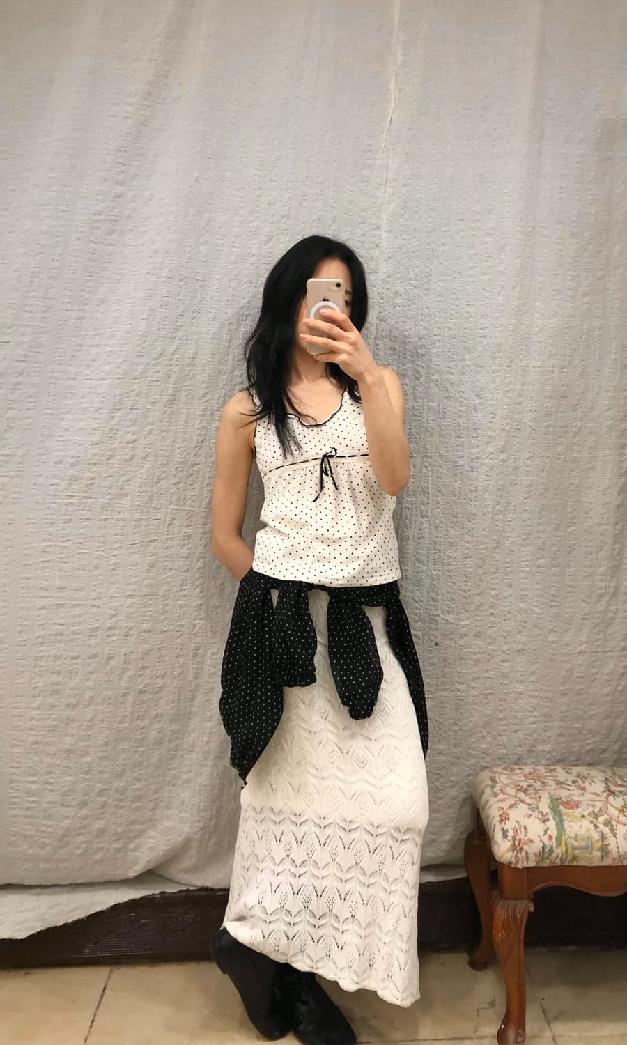 polka ribbon top 상품이미지2