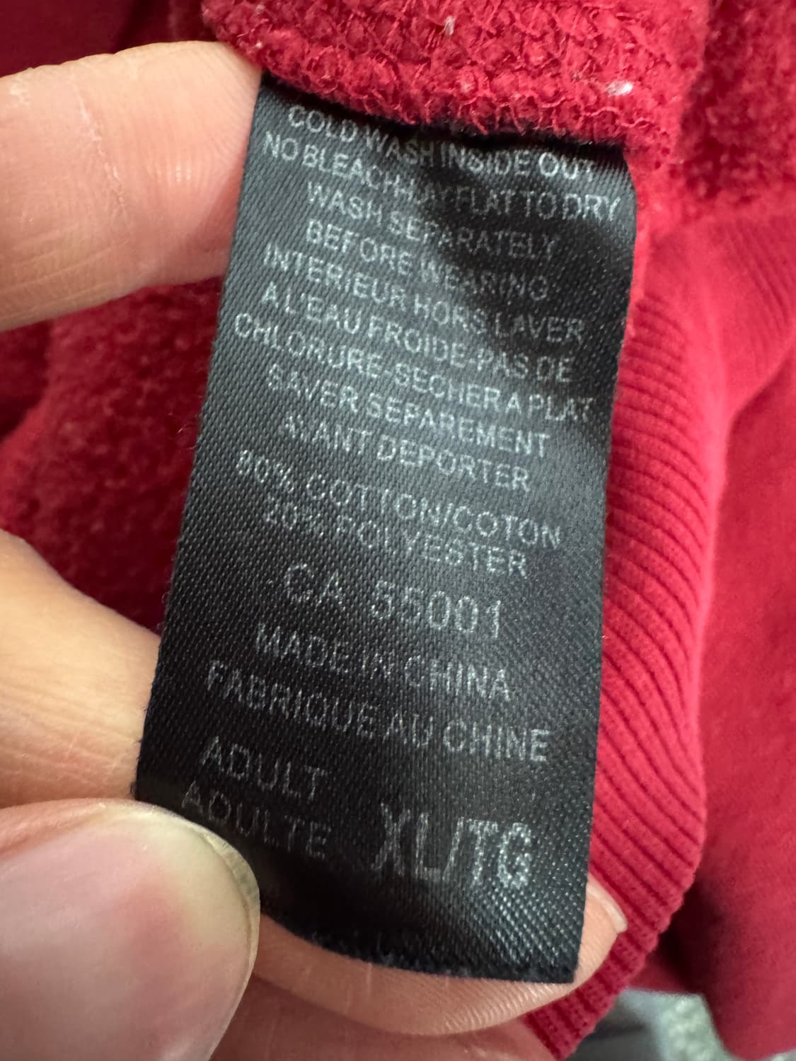 빈티지 캐냐다 핑거홀 기모 후드집업 XL 레드 상품이미지4