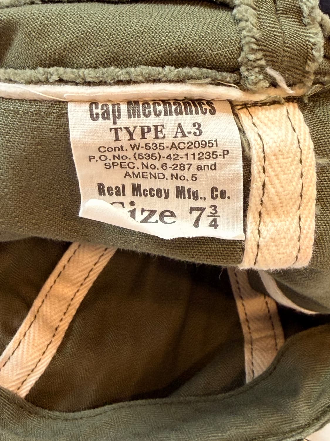 The Real McCoy's TYPE A-3 Cap Mechanics  상품이미지5