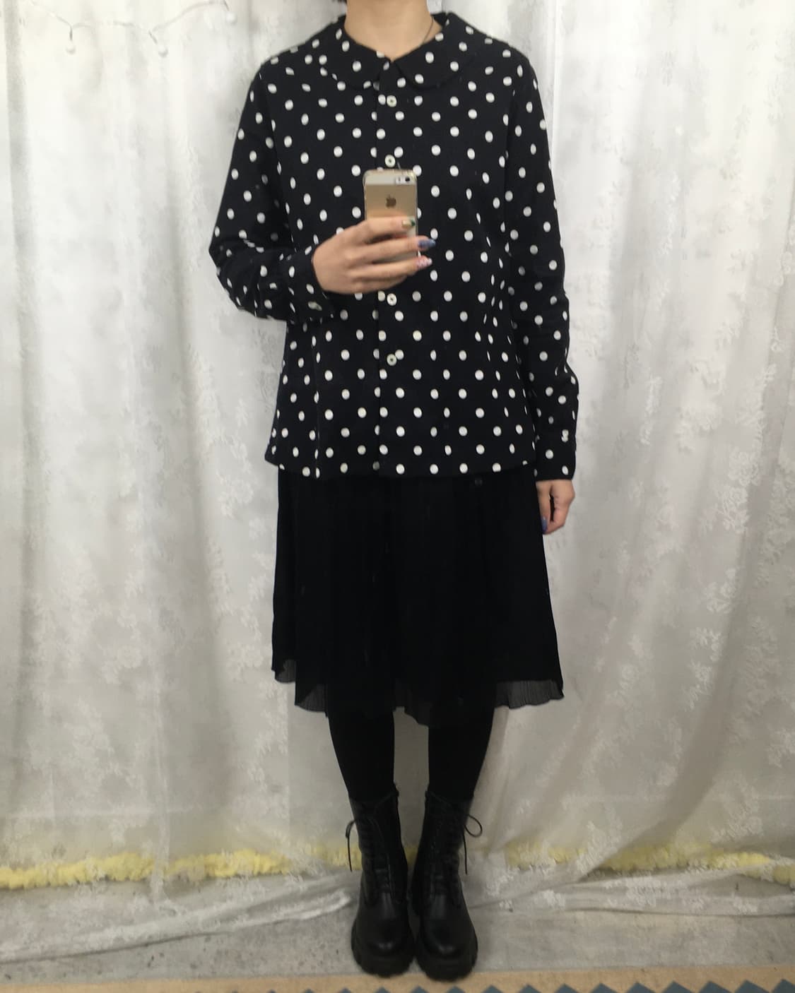 Sunny Clouds Dot Round Collar Blouse 상품이미지8