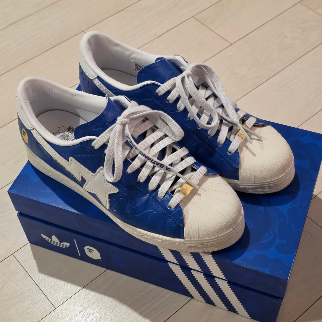 아디다스 x 베이프 슈퍼스타, 빈티지 블루 클라우드 화이트 상품이미지2