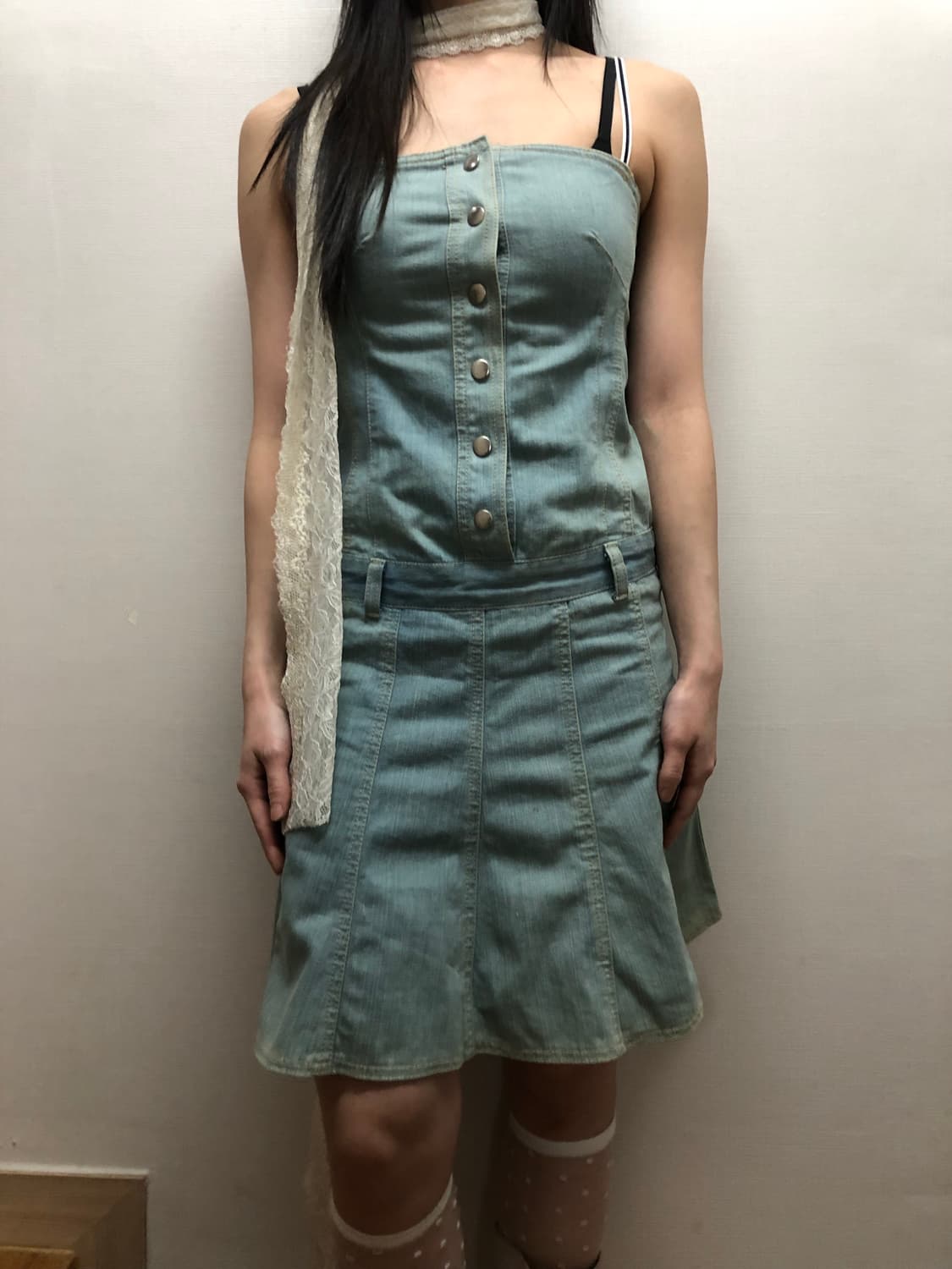 빈티지 데님 버튼 원피스 상품이미지4