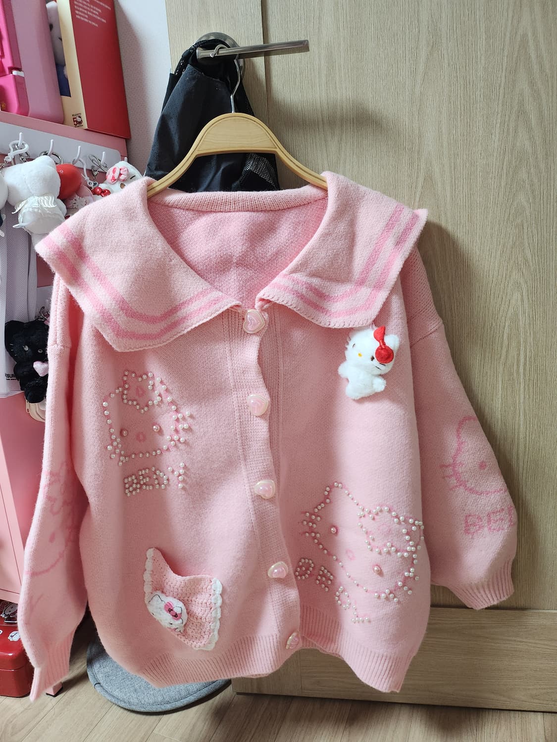 헬로키티 핑크 진주 세일러 가디건 상품이미지1