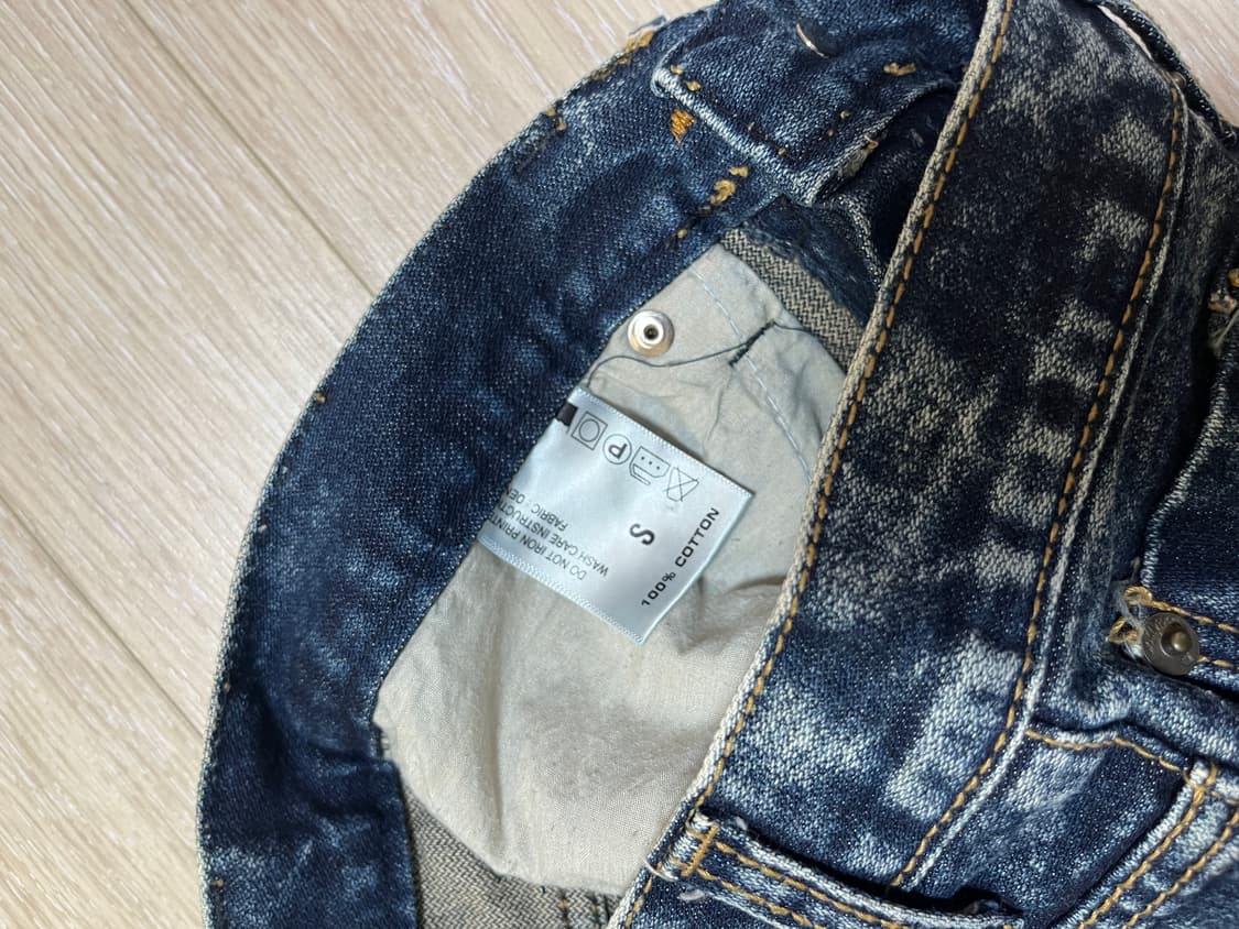 빈티지 디스트로이드 워싱 데미지 데님 로우라이즈 미니스커트 상품이미지5