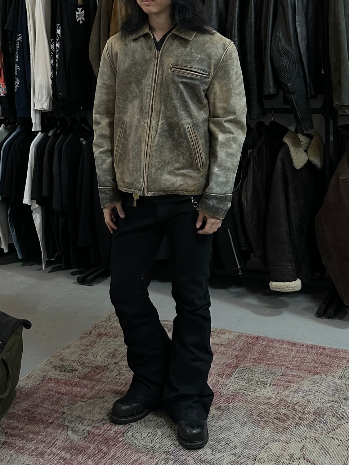 00's 디스 레더 자켓 빈티지 라이더 자켓 상품이미지2