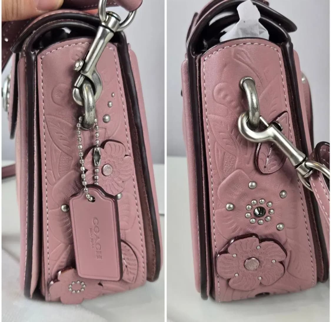 COACH 코치 플라워 꽃 가죽 크로스백 가방 정품 핑크 상품이미지7