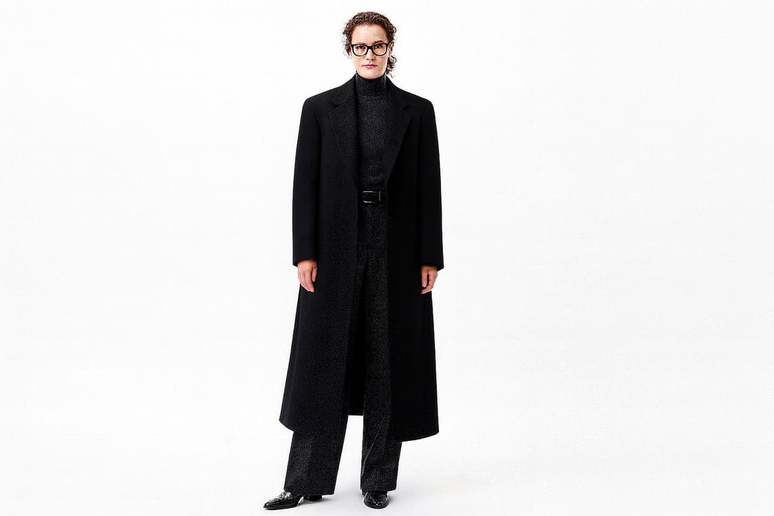Japanese 캐시미어 검정 롱코트 상품이미지6