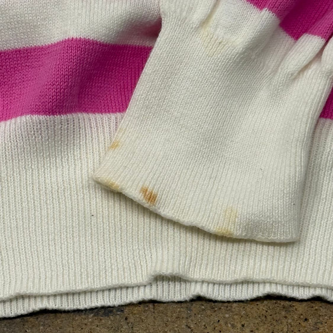 폴로 랄프로렌 핑크 화이트 스트라이프 단가라 브이넥 니트 상품이미지7