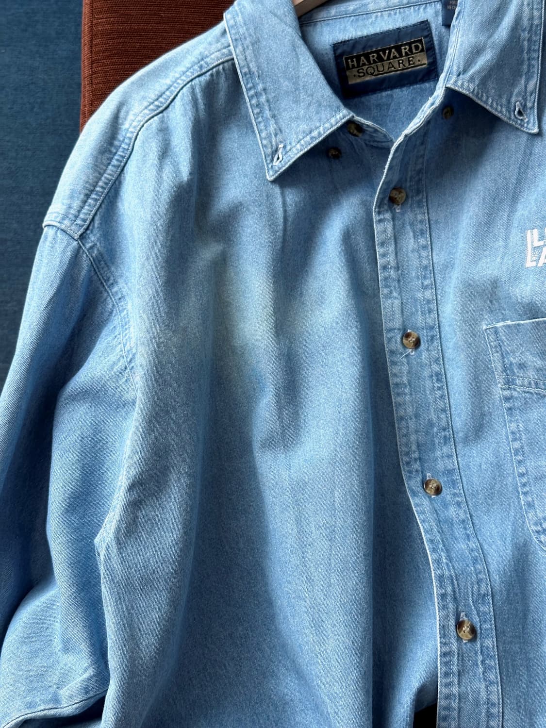 Cotton sun faded denim BIG worker shirt 상품이미지3