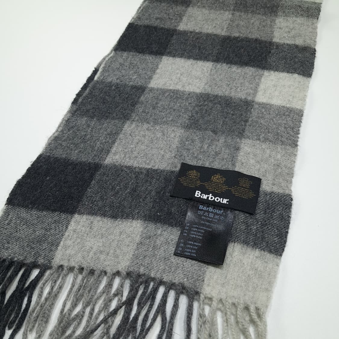 MX618 바버 00s 램스울 블록체크 그레이 머플러 목도리 상품이미지4