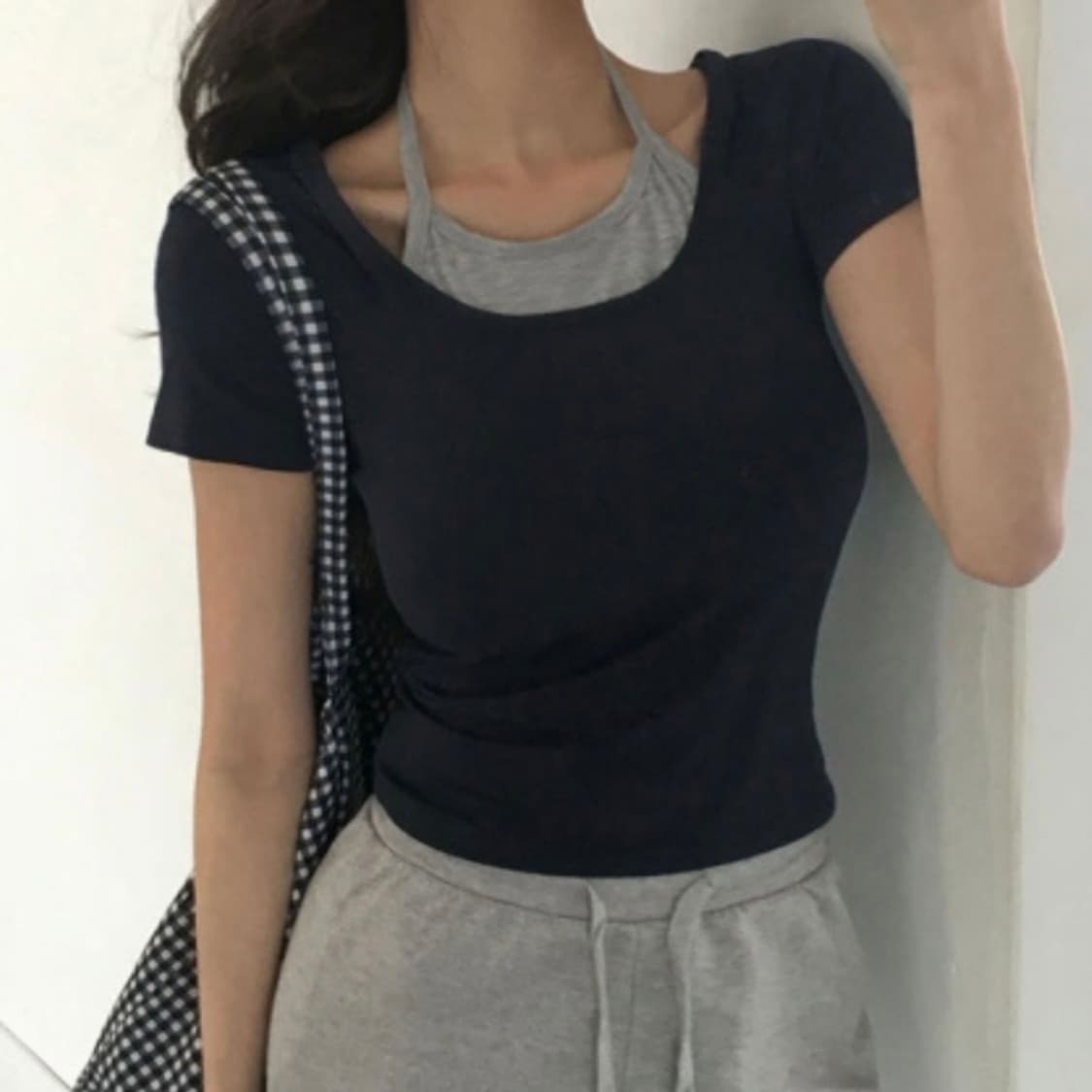베이델리 일체형 홀터넥 반팔 새상품 상품이미지1