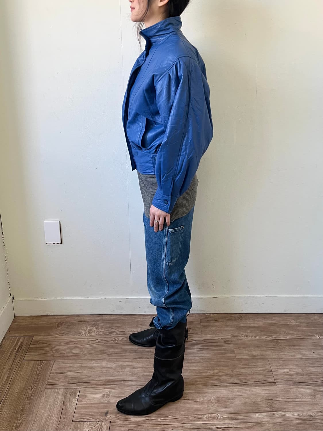 80‘s Giandor 실루엣 레더 자켓 상품이미지9