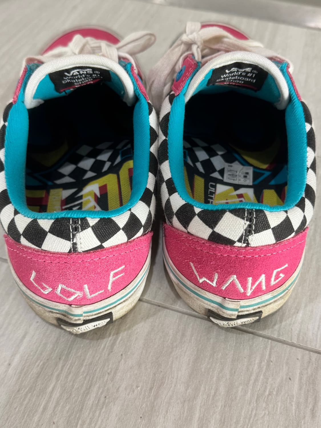 골프왕 GOLF WANG 반스 올드스쿨 핑크 체커보드 스니커즈 상품이미지5