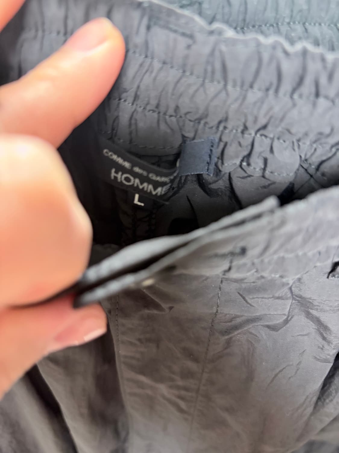 꼼데가르송 옴므 블랙 나일론 팬츠 L사이즈 상품이미지3