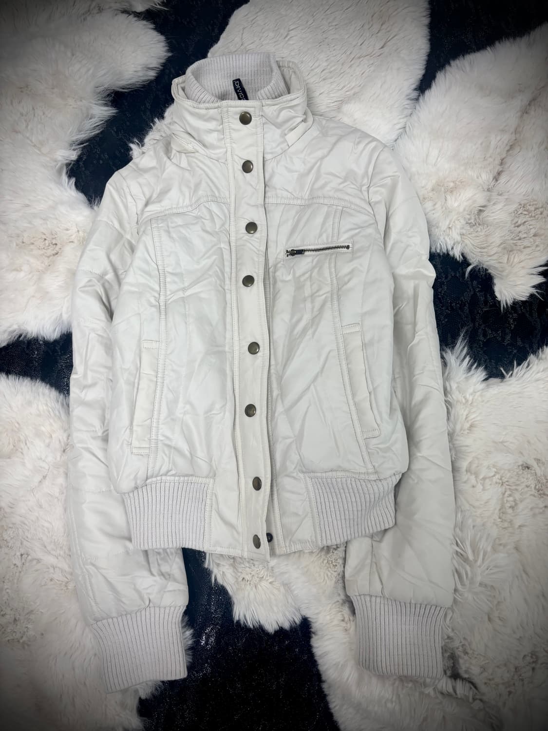 [00‘s] White High-Neck Layered Bomber Fi 상품이미지1