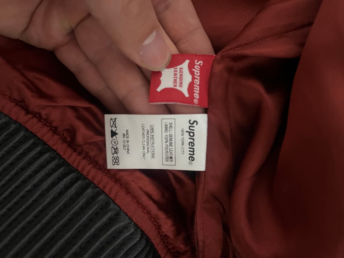 [XL] 슈프림 18SS 스터드 아크 로고 레더 자켓 레드 (명작 아카이 상품이미지4