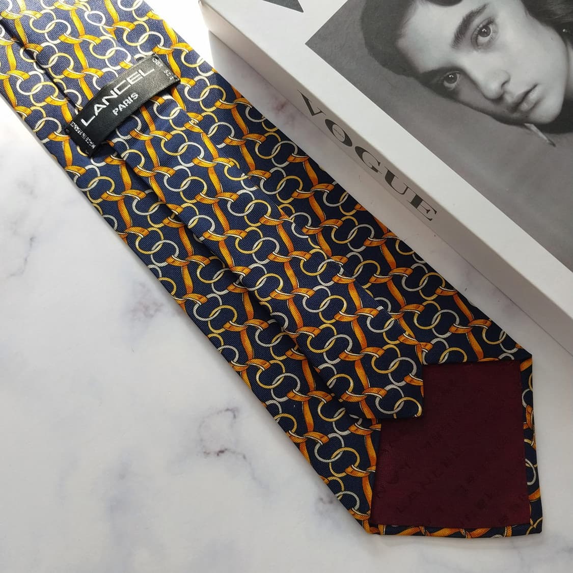 란셀 실크 네이비 체인 패턴 넥타이 9.9cm A+등급 K1383
 상품이미지9