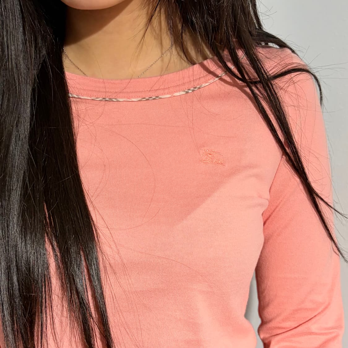 버버리 핑크 노바체크 긴팔 티셔츠 상품이미지2