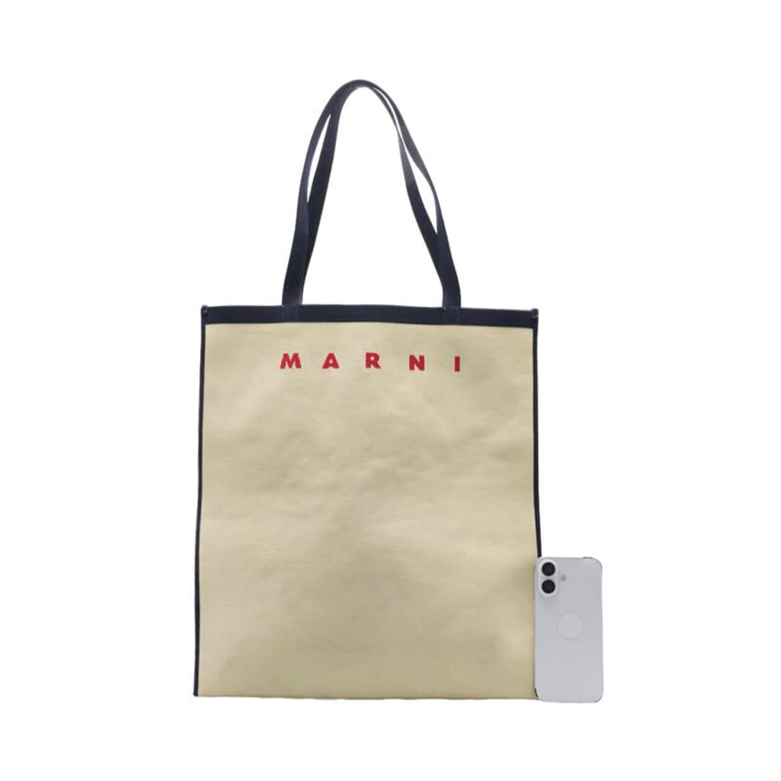 (중고) 마르니 베이지 네이비 크루즈 플랫 쇼핑 숄더백 상품이미지5