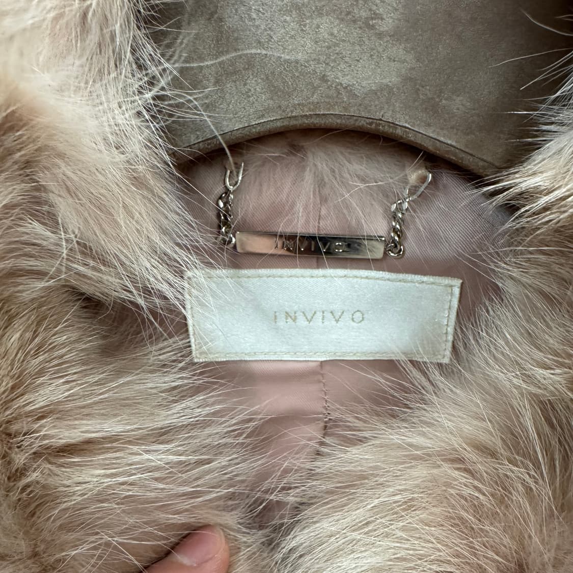 INVIVO 빈티지 폭스퍼 양가죽 레더자켓 전면 투포켓 디테일 핑크 상품이미지5