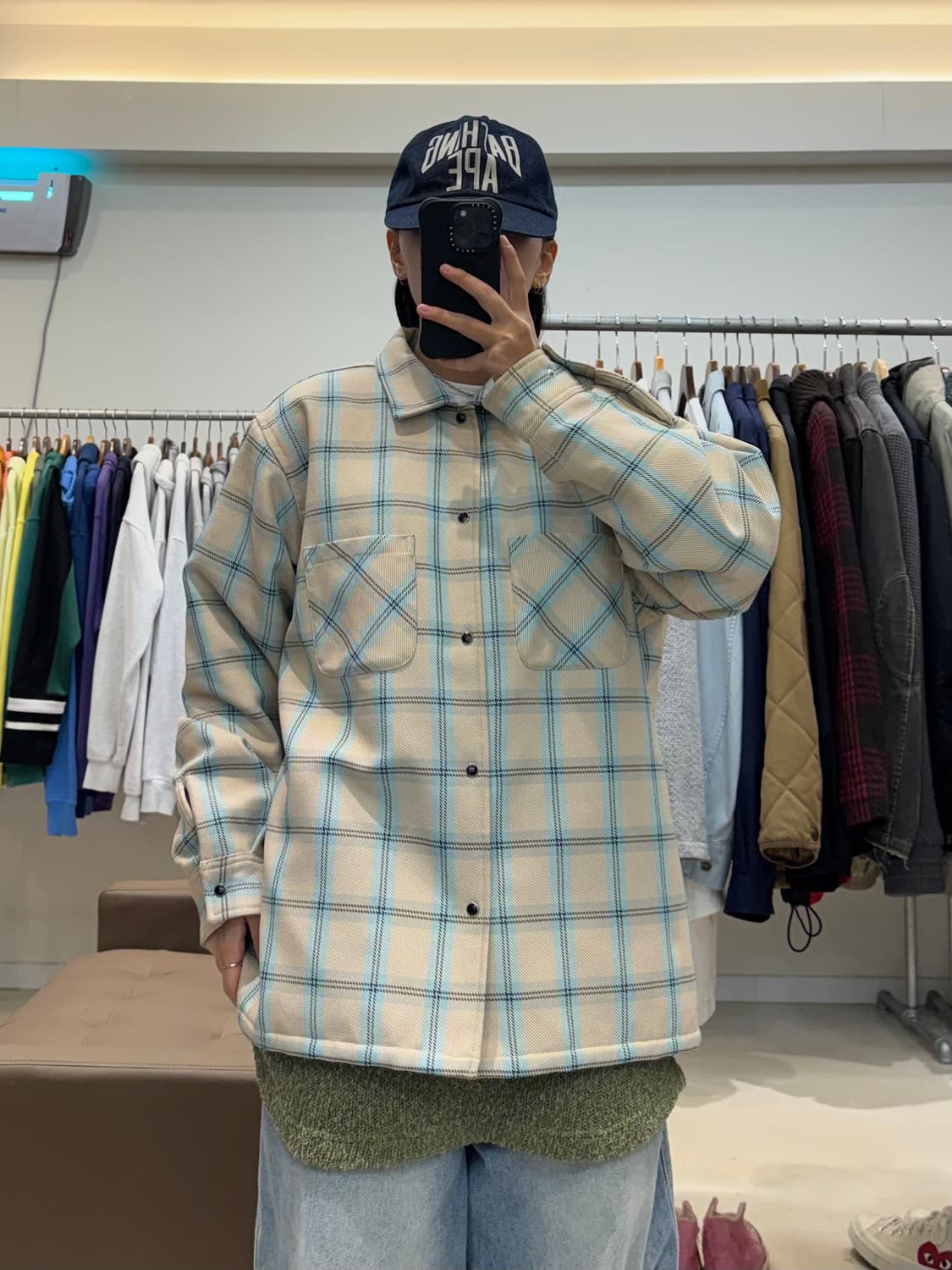 빔즈 플러스 옴브레 체크 패딩 자켓 상품이미지5