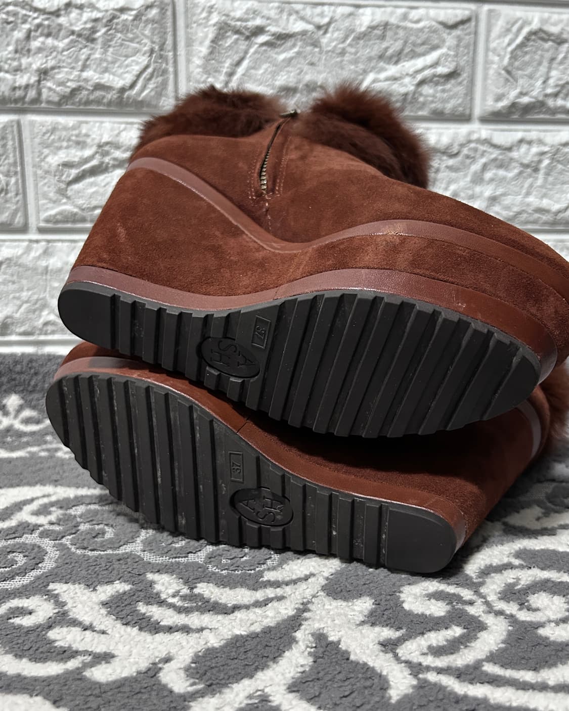 Ash 아쉬 스웨이드 퍼 버클 부츠 브라운 상품이미지4