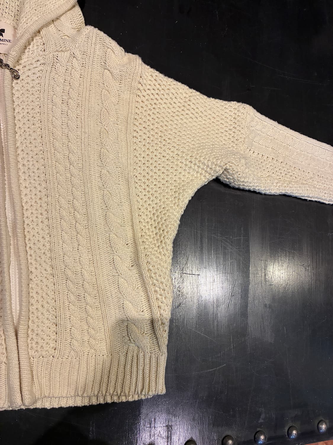 FOR SCOMINE 일본 니트 후드집업 아이보리 모리걸 갸루 상품이미지3