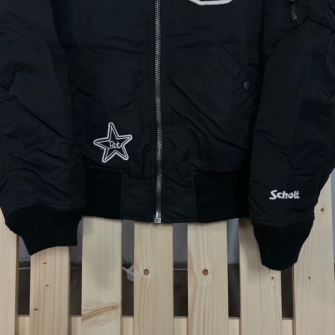 (S~M) Schott 쇼트 인터내셔널 블랙 봄버 자켓 상품이미지4