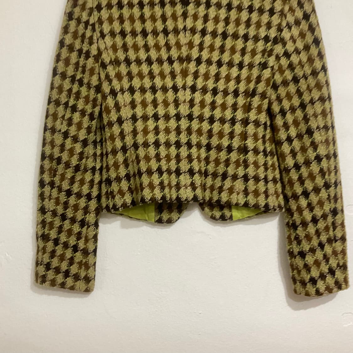 베네통 모스그린 아가일 체크 자켓 상품이미지4