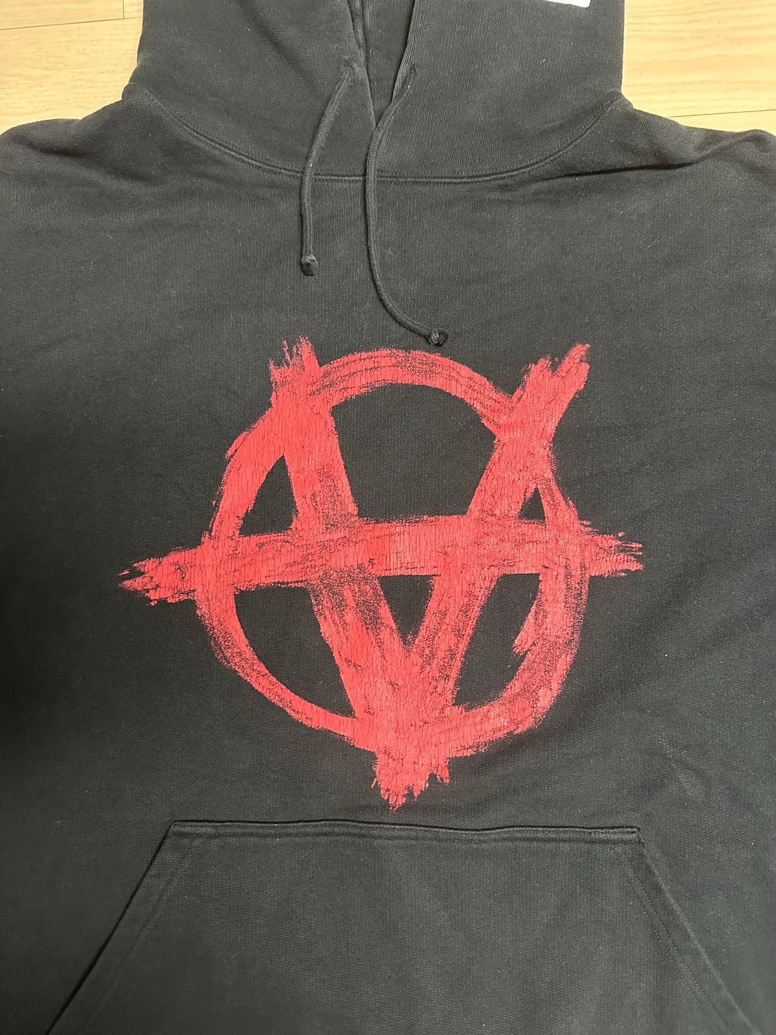 베트멍 아나키 후드 오버핏 M 레드 블랙 상품이미지2