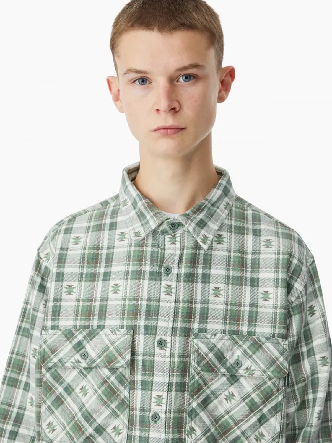 (M) 디스이즈네버댓 African Check Shirt Green 상품이미지1