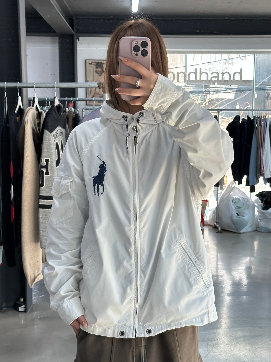 폴로랄프로렌 빅포니 포켓 코튼후드자켓 화이트 상품이미지1